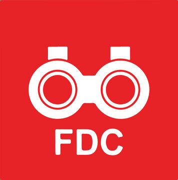 Fdc company logo with binoculars on transparent background