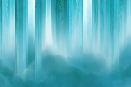 Abstract vertical turquoise light beams background with misty clouds for modern poster and wallpaper design