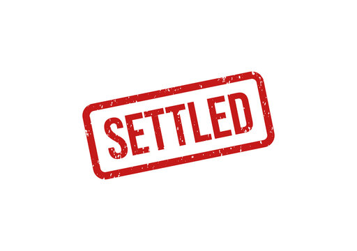 Red settled stamp or seal with bold text