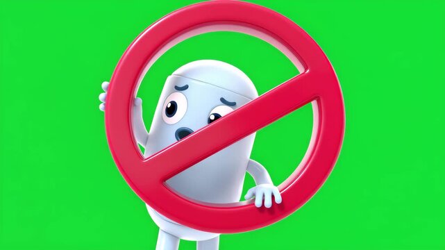 No Medication Abuse Mascot Illustration