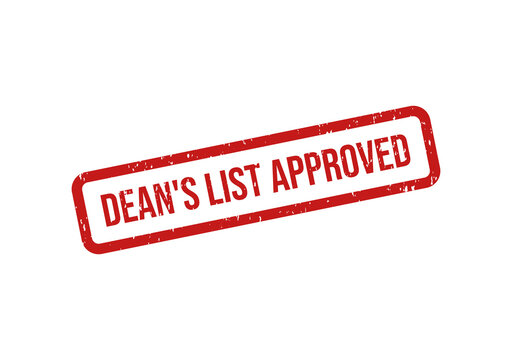Red stamp with dean's list approved text