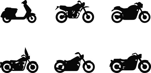 Classic chopper and touring motorcycle silhouettes © Icon Stock