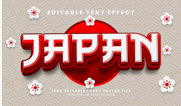 Editable japan 3d text effects, red colors.Text style effects.