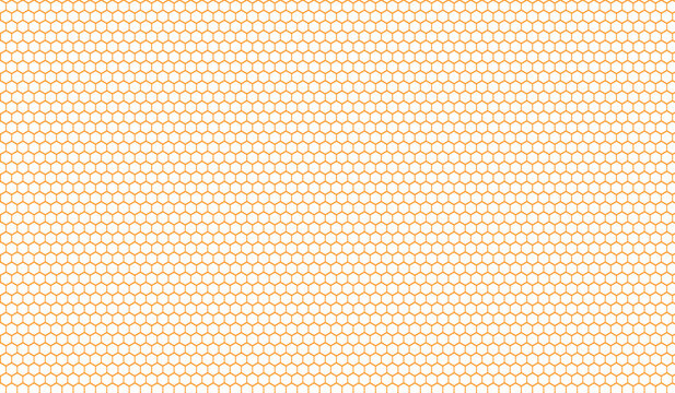 Seamless honeycomb pattern on a transparent background, orange hexagon grid texture, abstract geometric bee-hive cell mesh backdrop for wallpapers, wrapping paper, and banner design
