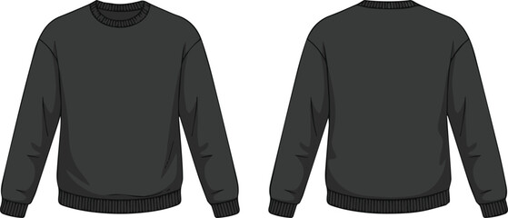 Long Sleeve Crewneck Pullover Front Back Fashion Flat Layout © Icon Stock