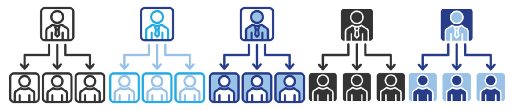 Organization chart icon set multiple style collection