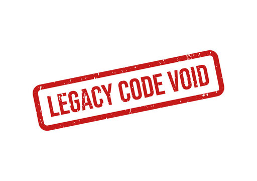 Red vintage style legacy code void stamp on transparent background