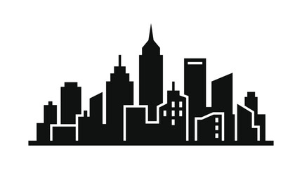 Obraz premium Modern City Skyline Silhouette with Tall Buildings 1.