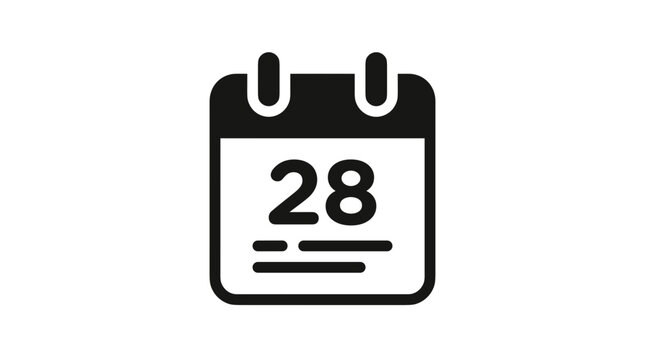 Simple Calendar Icon Showing the 28th Day.