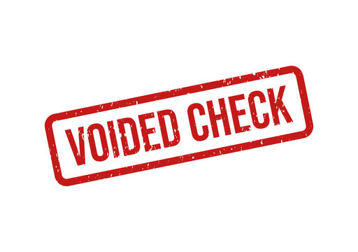 Red voided check stamp with bold text