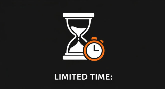 Hourglass and stopwatch symbolizing limited time.
