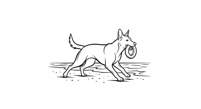 Dog Running with Tennis Ball.
