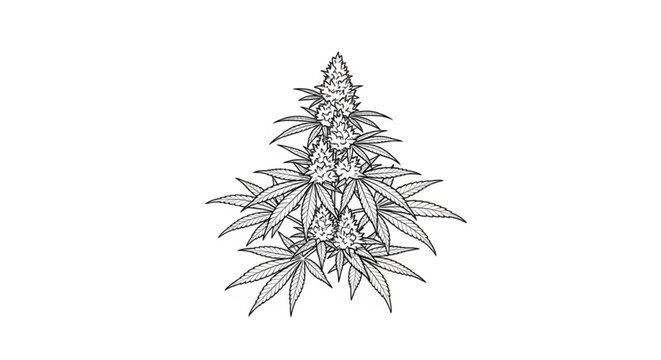 Detailed illustration of a cannabis plant.