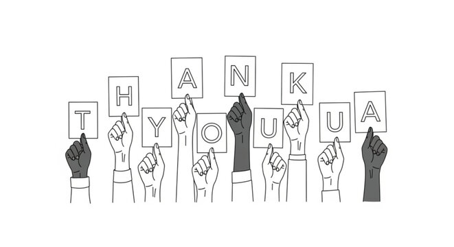 Hands holding thank you signs.
