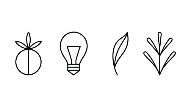 Black and white line of science chemistry biology and physics symbols atom