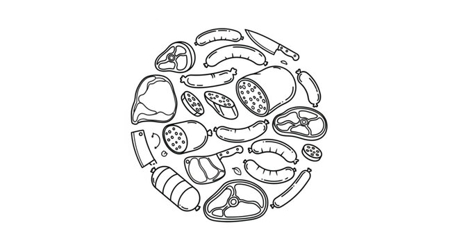 Variety of seafood in circle.