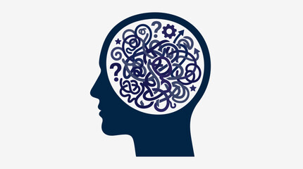 Fototapeta premium A silhouette of a human head with a maze inside representing confusion.
