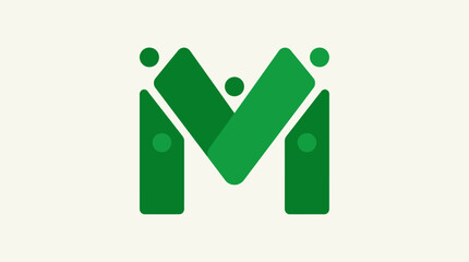 Fototapeta premium Green logo with abstract human figures.