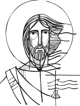 Saint John the Baptis thand drawn illustration or drawing