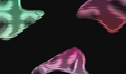 Glowing Liquid Shapes Floating on Black Background © salman