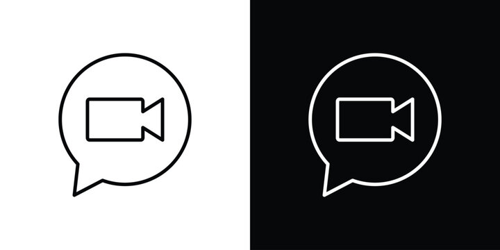 Video call icon in editable outlined, Vector EPS10