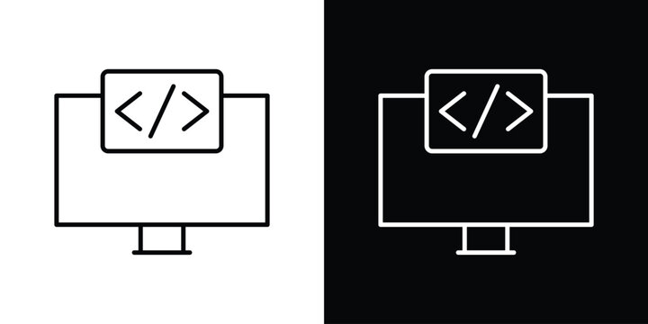Web development icon in editable outlined, Vector EPS10