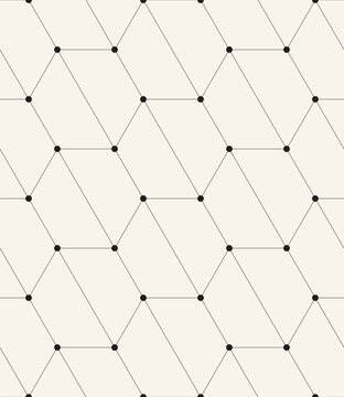 Vector seamless pattern. Modern geometric print. Repeating abstract background. Simple linear triangles with dots in nodes. Versatile geometric backdrop. Simple surface design.