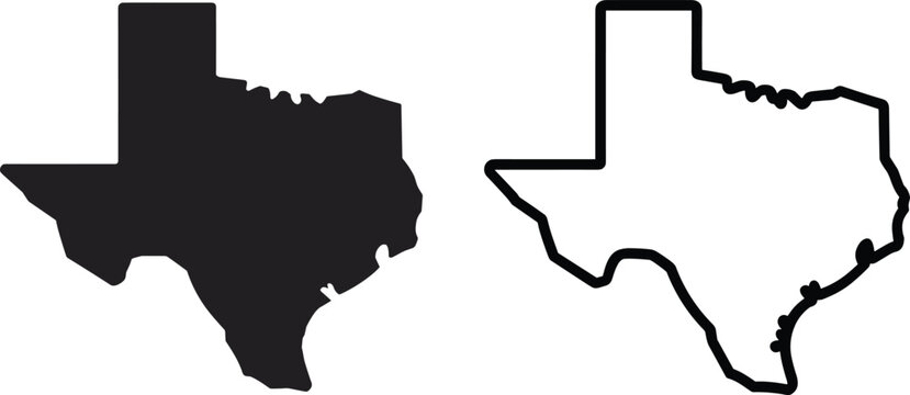 Texas state silhouette on white background a black and line art representation shape outline boundary united states lone star american map geography