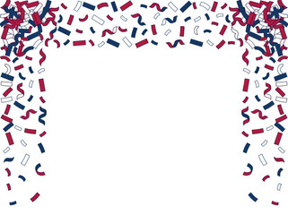 Obraz premium Patriotic Confetti Ribbon Border Frame for USA Independence Day Anniversary Celebration Holiday Greeting Card and Event Branding Design
