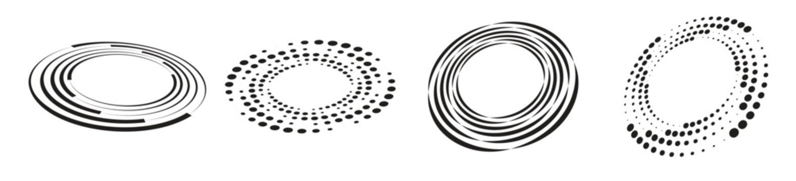 Halftone dots in circle form. round logo. Round dotted pattern geometric background.
