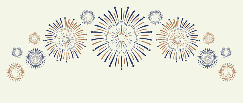 Elegant Decorative Fireworks Burst Border Design for Premium Anniversary Celebration Invitations, Formal Event Programs, and Commemorative Print Materials
