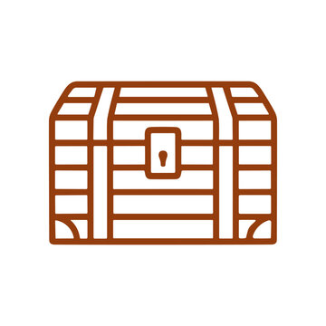 Brown Wooden Treasure Chest Box.