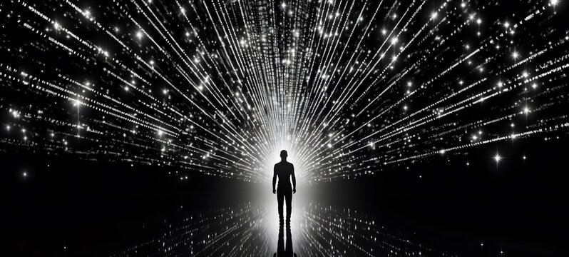 art of falling stars a black and white high contrast full body. Generative AI