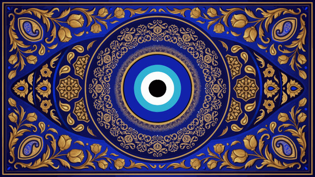 Intricate mandala eye design with colorful floral patterns and geometric details