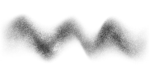 Wave with noise grain texture of paint brush spray for vector abstract background. Noise grain wave line with airbrush or graffiti halftone effect of sand dust black ink dots © Marsub