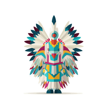 Colorful Native American Regalia With Feathered Headdress