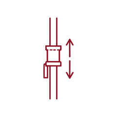 Red zip line cable clamp detail. © daksarupa