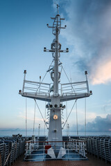 Navigation and radar equipment and antenna on the mast of cruise ship © AJITH.A