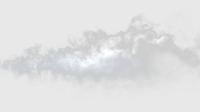 White clouds isolated on a transparent background showing soft shapes and textures without sharp edges or colors, PNG with a light overlay