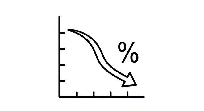 Financial Crisis Icon Showing Downward Arrow Graph with Percentage Symbol for Economic Decline and Market Loss Concept