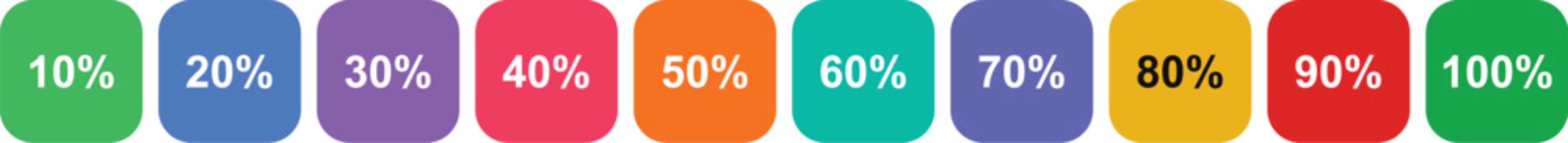 Percentage, progress, bar, icons, colorful, gradient, vector