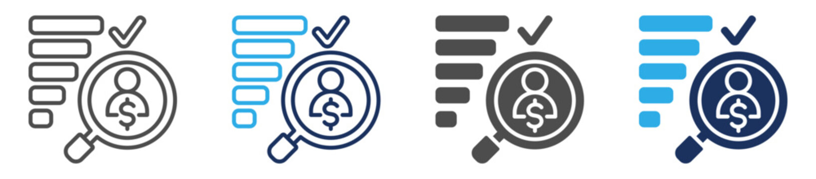 credit worthiness icon set multiple concept