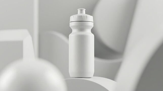 Isolated matte white sports bottle mockup for branding fitness gear, hydration product design, sustainable water packaging