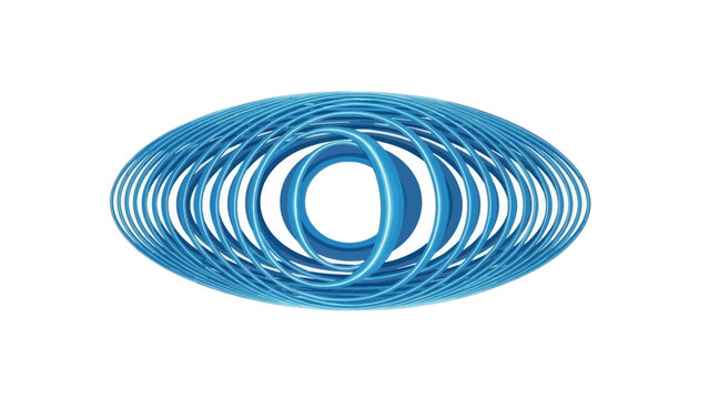 Blue Ellipsoid With Concentric Rings