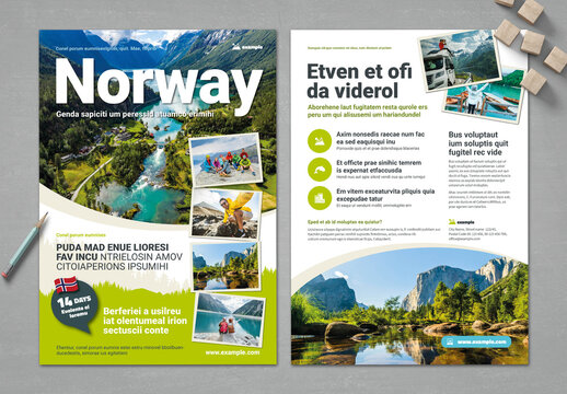 Travel Flyer in Nordic Style with Green Accents