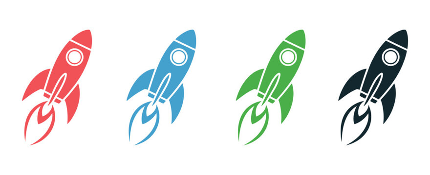 Startup Rocket Launch Icon Featuring Entrepreneurial Progress, Company Growth, Innovation, and Business Success Vector Illustration