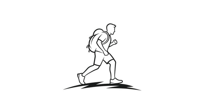 Man Running with Backpack On.