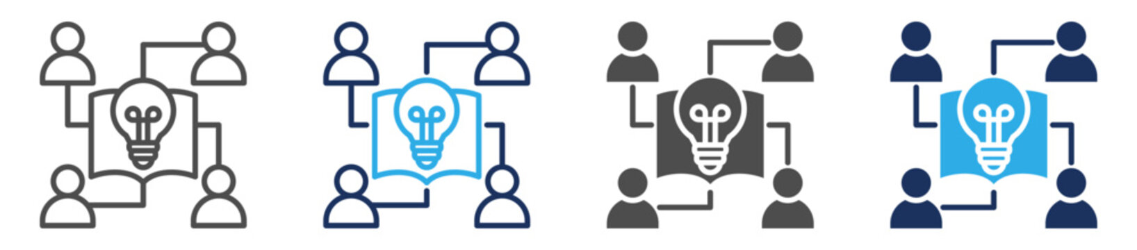 knowledge sharing icon set multiple concept
