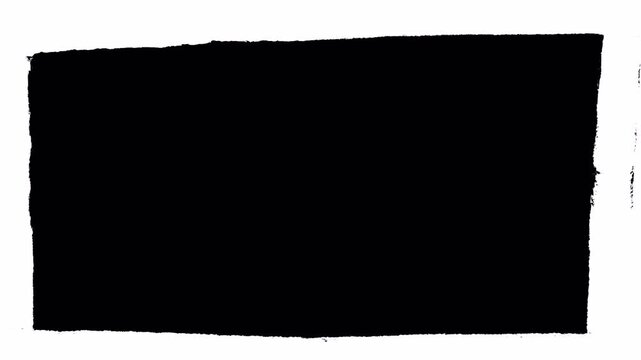 Abstract hand drawn black ink rectangle frame shape.