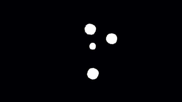 Abstract minimalist animation with small white circles moving on black background.
